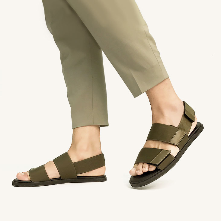 Green Flat Slingback Sandals